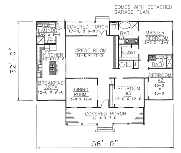 Colonial Floor Plan - Main Floor Plan #44-102