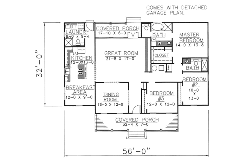 House Blueprint - Floor Plan - Main Floor for Colonial House Plan #44-102 - 3 bed, 2.5 bath