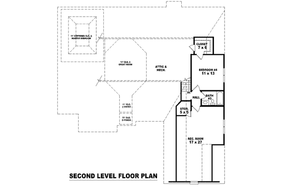 Floor Plan - Upper Floor for European House Plan #81-1572 - 4 bed, 3 bath