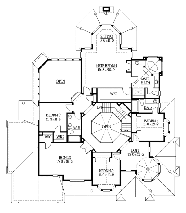 Architectural House Design - Victorian Floor Plan - Upper Floor Plan #132-481