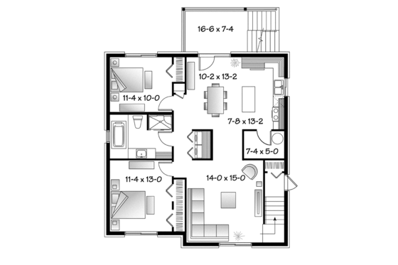 Floor Plan - Lower Floor for Contemporary House Plan #23-2595 - 6 bed, 3 bath