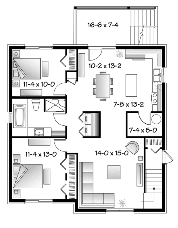 House Plan Design - Contemporary Floor Plan - Lower Floor Plan #23-2595
