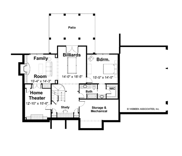Architectural House Design - Classical Floor Plan - Lower Floor Plan #928-205