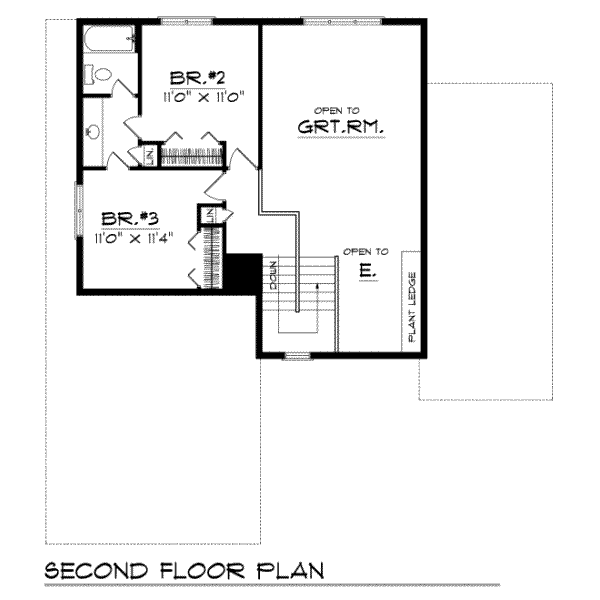 Traditional Floor Plan - Upper Floor Plan #70-258