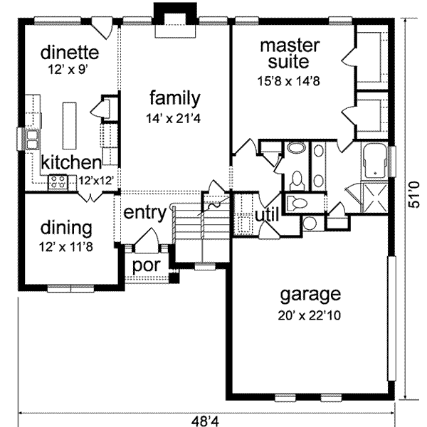 Architectural House Design - Traditional Floor Plan - Main Floor Plan #84-180