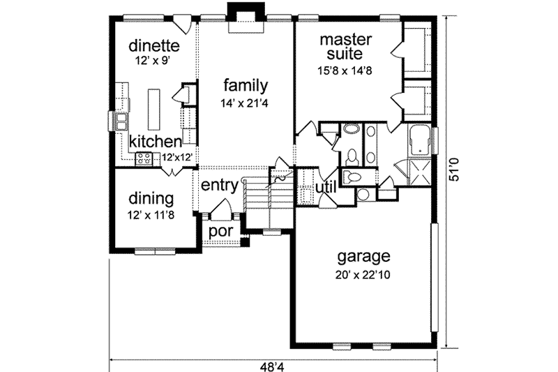 Home Plan - Floor Plan - Main Floor for Traditional House Plan #84-180 - 3 bed, 3 bath