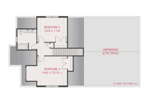 Floor Plan - Upper Floor for Tudor House Plan #461-83 - 4 bed, 3 bath