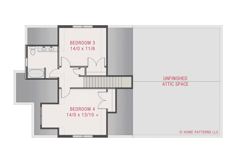 Architectural House Design - Floor Plan - Upper Floor for Tudor House Plan #461-83 - 4 bed, 3 bath