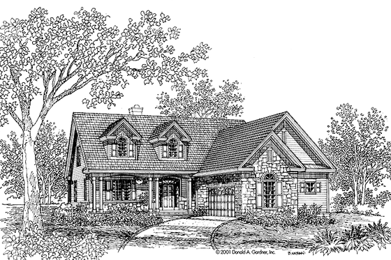 Exterior - Front Elevation 3 for Country House Plan #929-630 - 3 bed, 2.5 bath