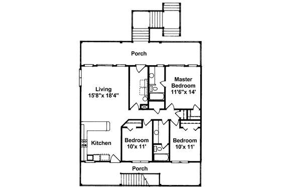 Floor Plan - Main Floor for Country House Plan #37-238 - 3 bed, 2 bath