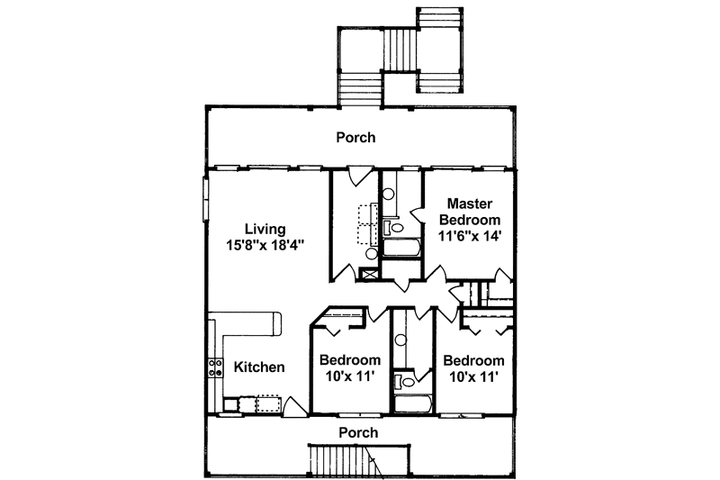 House Blueprint - Floor Plan - Main Floor for Country House Plan #37-238 - 3 bed, 2 bath