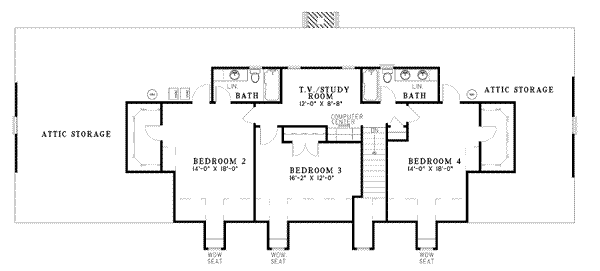 Architectural House Design - Farmhouse Floor Plan - Upper Floor Plan #17-593