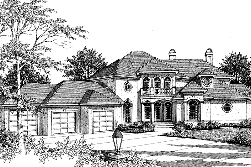 Home Plan - Exterior - Front Elevation 3 for Mediterranean House Plan #952-137 - 4 bed, 5.5 bath