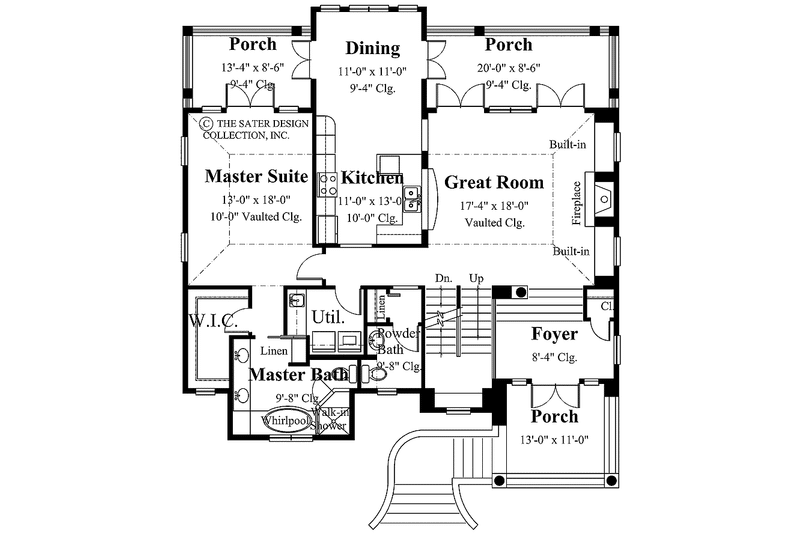 Home Plan - Floor Plan - Main Floor for Mediterranean House Plan #930-128 - 3 bed, 2.5 bath