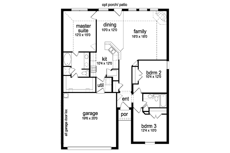 Dream House Plan - Floor Plan - Main Floor for Traditional House Plan #84-678 - 3 bed, 2 bath