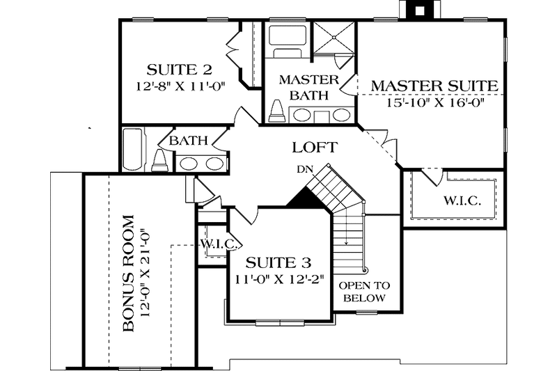 Dream House Plan - Floor Plan - Upper Floor for Craftsman House Plan #453-510 - 3 bed, 2.5 bath