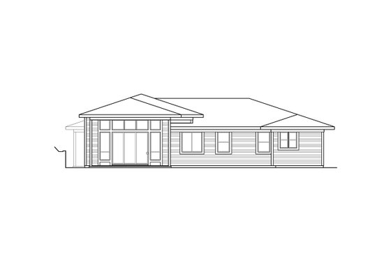 Exterior - Rear Elevation for Prairie House Plan #124-1254 - 3 bed, 2.5 bath