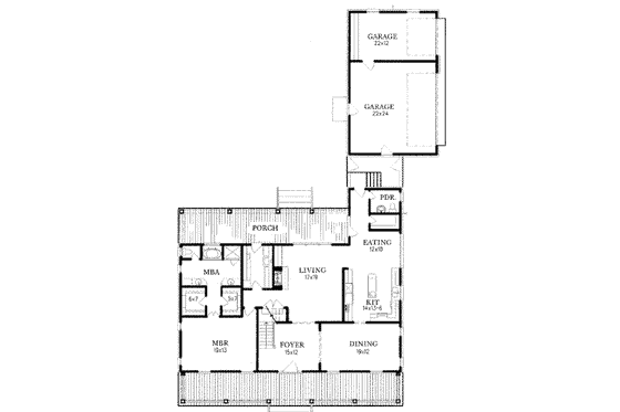Floor Plan - Main Floor for Country House Plan #15-215 - 3 bed, 3.5 bath
