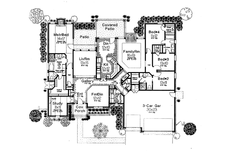 House Plan Design - Floor Plan - Main Floor for Ranch House Plan #310-1103 - 4 bed, 3.5 bath
