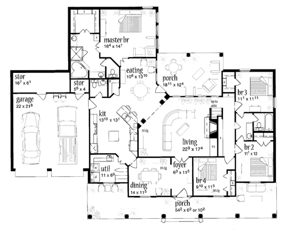 House Design - Classical Floor Plan - Main Floor Plan #36-537