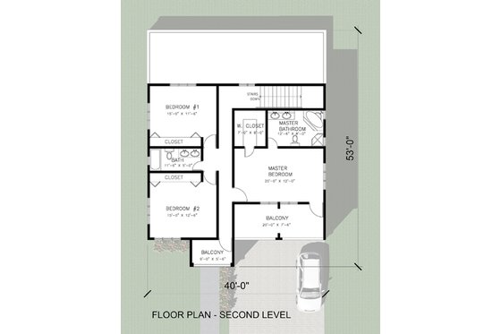 Floor Plan - Upper Floor for Modern House Plan #495-4 - 3 bed, 2.5 bath