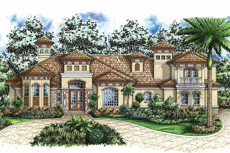Architectural House Design - Exterior - Front Elevation 3 for Mediterranean House Plan #1017-41 - 4 bed, 4.5 bath