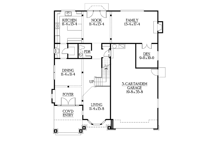 Home Plan - Floor Plan - Main Floor for Craftsman House Plan #132-397 - 4 bed, 2.5 bath