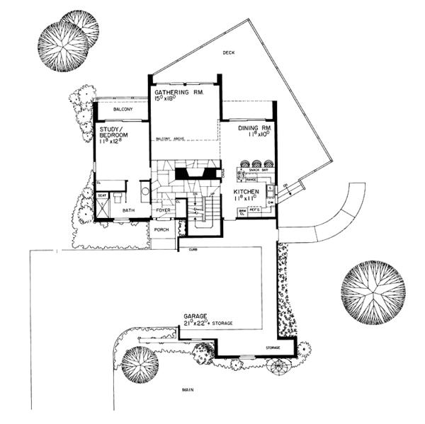 House Blueprint - Contemporary Floor Plan - Main Floor Plan #72-747