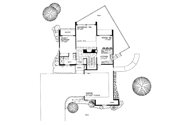 Home Plan - Floor Plan - Main Floor for Contemporary House Plan #72-747 - 4 bed, 0 bath