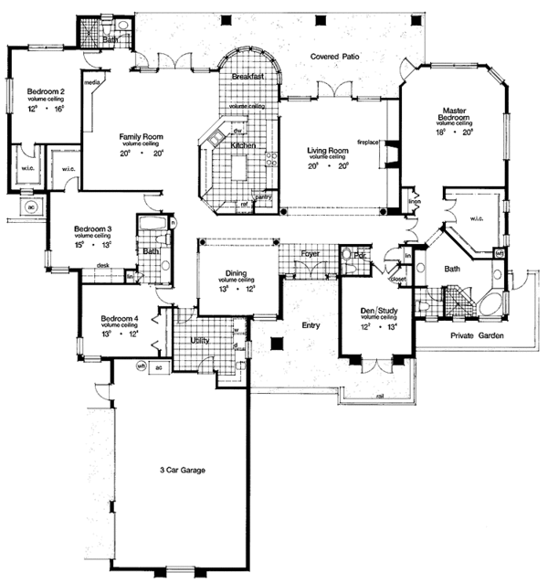Architectural House Design - Mediterranean Floor Plan - Main Floor Plan #417-618