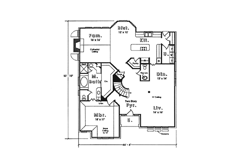Dream House Plan - Floor Plan - Main Floor for Country House Plan #974-7 - 4 bed, 3.5 bath