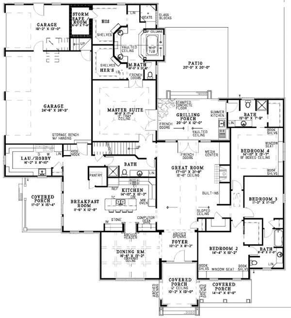 House Design - Country Floor Plan - Main Floor Plan #17-2972
