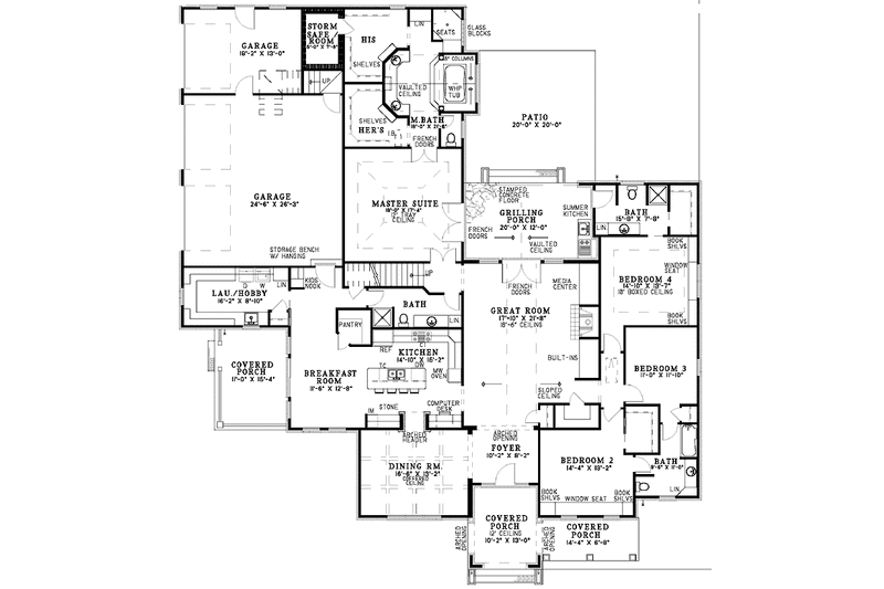 Dream House Plan - Floor Plan - Main Floor for Country House Plan #17-2972 - 4 bed, 4 bath