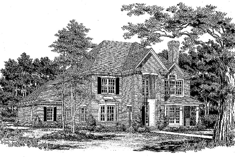 House Blueprint - Exterior - Front Elevation 3 for Classical House Plan #453-345 - 4 bed, 3.5 bath