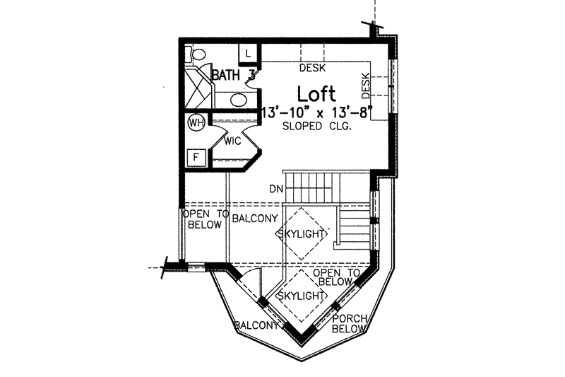 Home Plan - Floor Plan - Upper Floor for Contemporary House Plan #52-256 - 2 bed, 3 bath