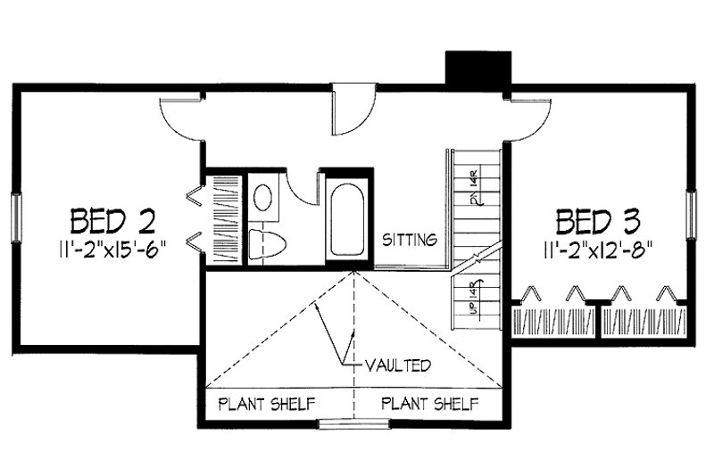 Home Plan - Floor Plan - Upper Floor for Country House Plan #320-843 - 3 bed, 2 bath