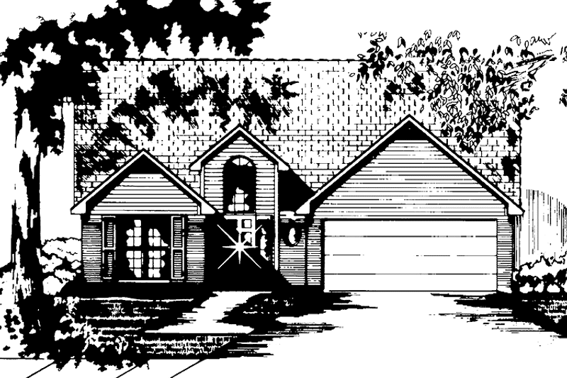 Architectural House Design - Exterior - Front Elevation 3 for Ranch House Plan #15-313 - 3 bed, 2 bath