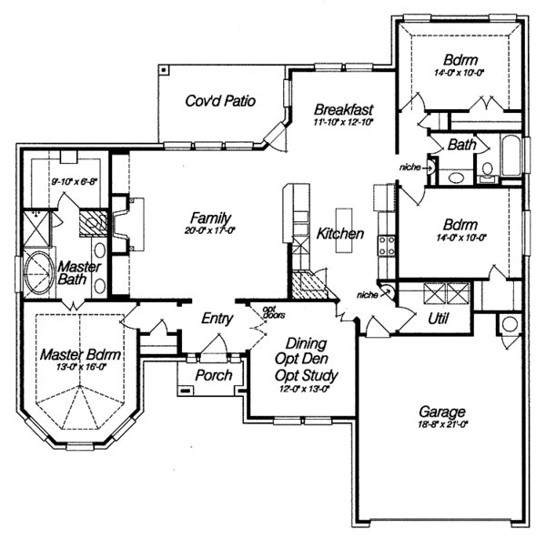 Architectural House Design - Mediterranean Floor Plan - Main Floor Plan #946-6