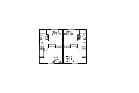 Floor Plan - Upper Floor for Traditional House Plan #60-472 - 2 bed, 2 bath