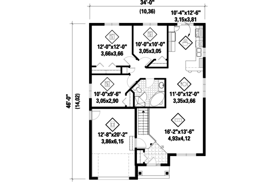 Floor Plan - Main Floor for Country House Plan #25-4595 - 3 bed, 1 bath