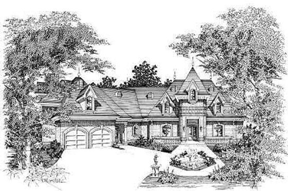 Exterior - Front Elevation for European House Plan #329-321 - 4 bed, 3.5 bath