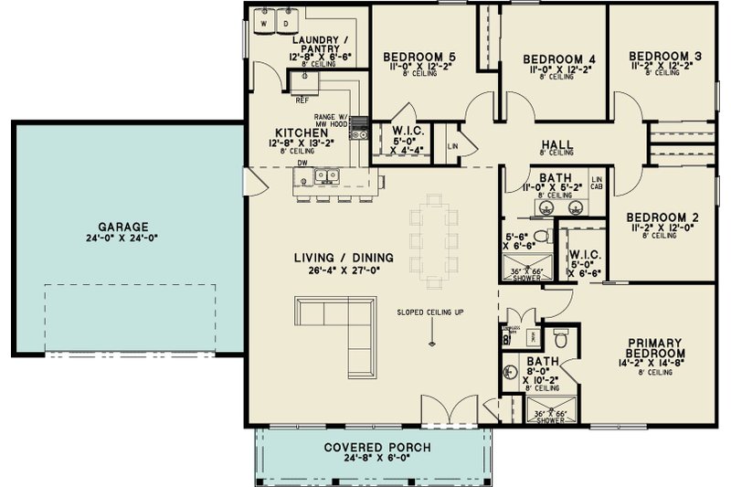 House Blueprint - Floor Plan - Main Floor for Modern House Plan #923-483 - 5 bed, 2 bath