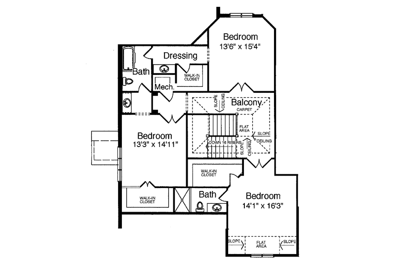 Home Plan - Floor Plan - Upper Floor for Country House Plan #46-747 - 4 bed, 3 bath