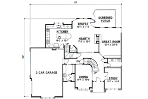 Floor Plan - Main Floor for Traditional House Plan #67-609 - 4 bed, 3.5 bath