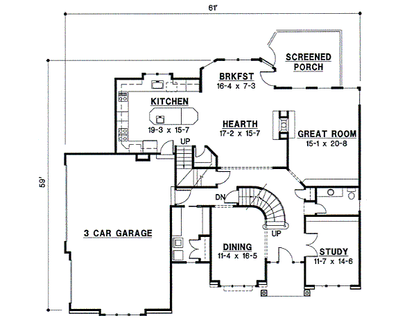 Traditional Style House Plan - 4 Beds 3.5 Baths 3714 Sq/Ft Plan #67-609 ...