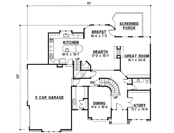 Traditional Floor Plan - Main Floor Plan #67-609