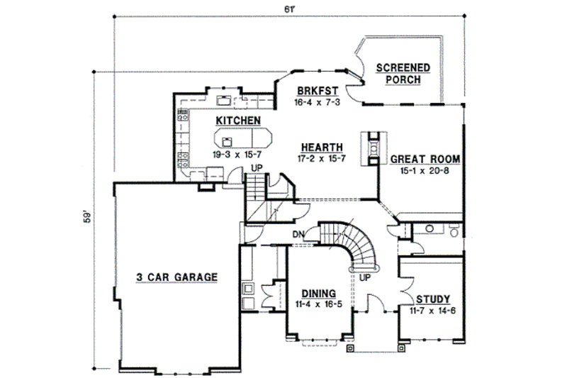 Traditional Style House Plan - 4 Beds 3.5 Baths 3714 Sq/Ft Plan #67-609 ...