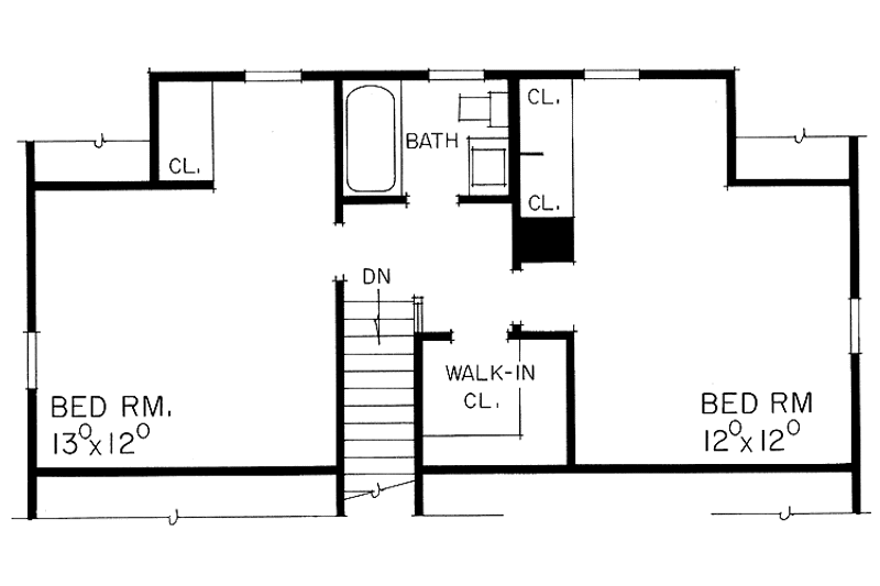 Dream House Plan - Floor Plan - Upper Floor for Colonial House Plan #72-512 - 3 bed, 2 bath