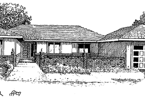 Adobe / Southwestern Exterior - Front Elevation Plan #60-862