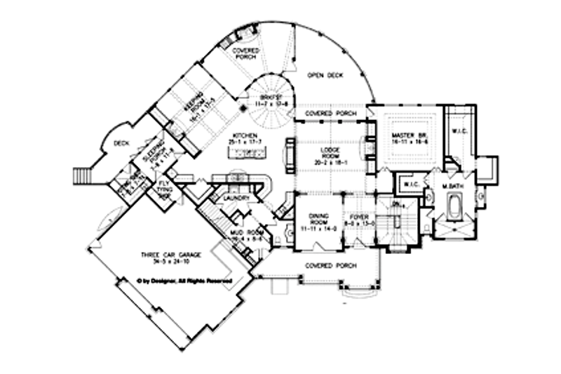 House Design - Floor Plan - Main Floor for Craftsman House Plan #54-352 - 4 bed, 4 bath